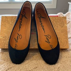 Navy suede flats, American Rag, size 7